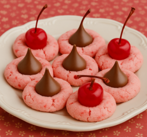 Cherry Blossom Hershey Kiss Cookies - Mouthwatering RECIPES