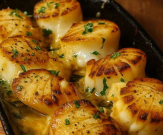 Garlic Butter Baked Scallops with Parmesan Crunch - Mouthwatering RECIPES
